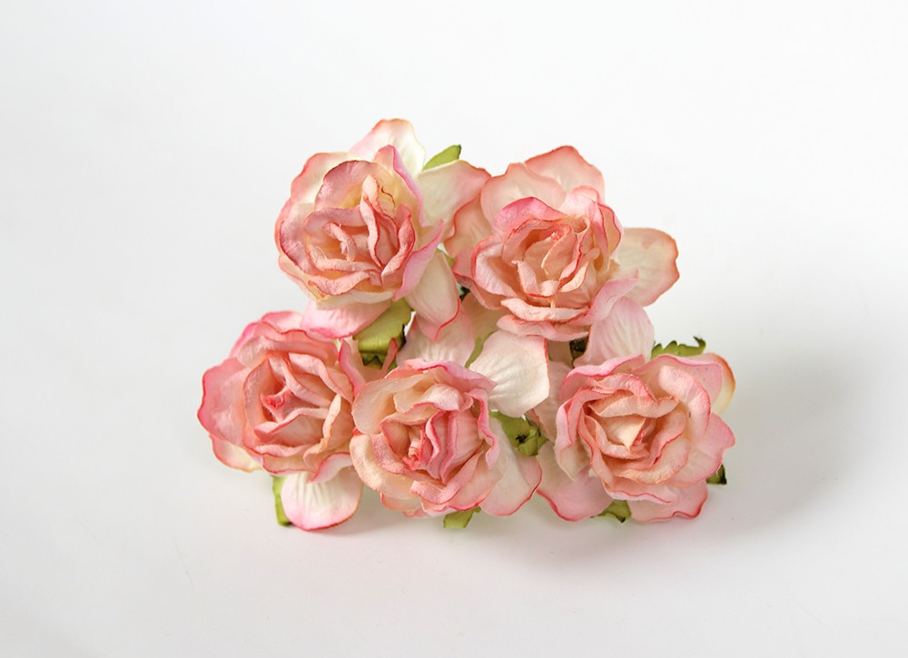 Розы кудрявые 4 см. розово-желтые 1шт.