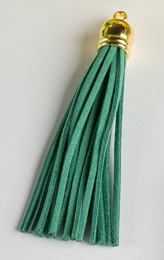 Кисточка замшевая с золотым колпачком 8,5 см, зеленая, 1 шт.