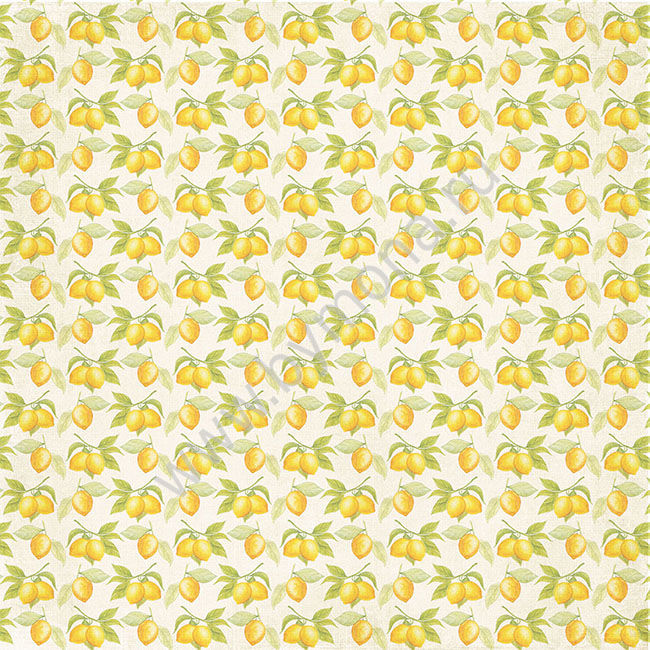 Бумага односторонняя "Лимоны", коллекция "Вкусно", 30.5х30.5 см, 190 гр.