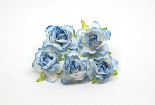 Розы  кудрявые 4 см Голубые 2-ухтоновые, 1 шт